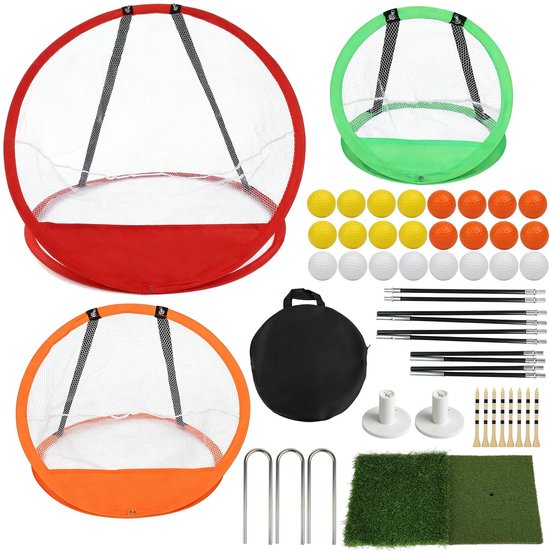 Dailygoods- Golfoefennet 6,1 x 6 x 5,35 m - Gazonmat - Putter - Bal - Draagbare Opbergtas - Training Binnen/Buiten - Golfnet
