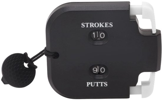 Dailygoods - Golfscoreteller - Mechanische Slagteller - Compact en Draagbaar - Zwart lichaam witte pers - Scoren in Stijl - Geschikt voor 2 Spelers van Dailygoods