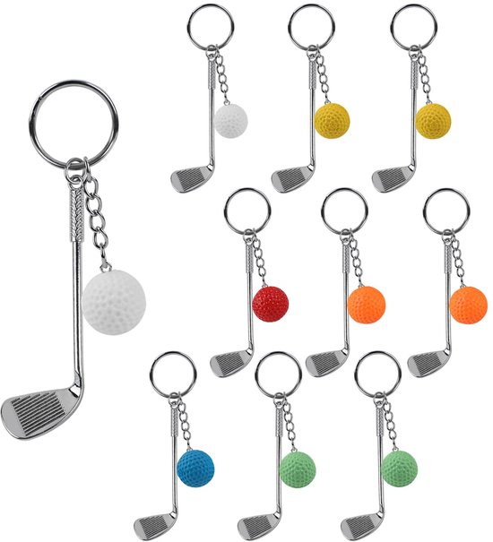 Dailygoods- Golfsleutelhanger 10x - Personaliseerbaar - Cadeau voor golfers - Sleutelhanger auto - Sleutelhanger volwassenen - Veilig materiaal van Dailygoods
