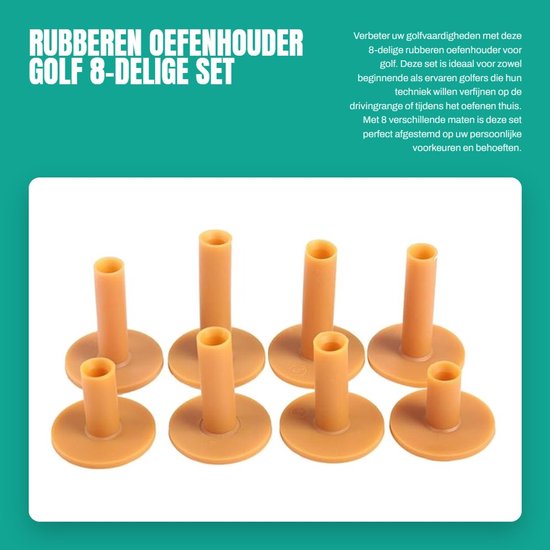 Dailygoods- Golfstukken Rubberen Oefenhouder - 8-delige Set - Golftrainingsmateriaal - Oefen- en Drivingrange-Matten - Diverse Maten - Duurzaam Materiaal - Golftraining van Dailygoods