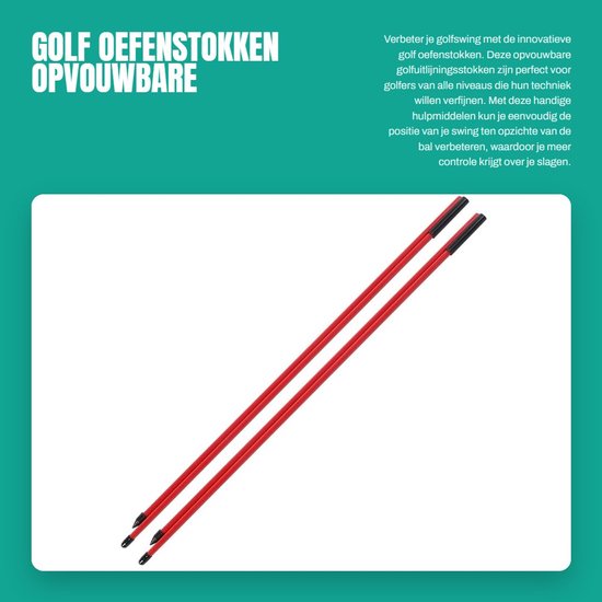 Dailygoods- Golfuitlijningsstokken Opvouwbaar - Glasvezel - 2-sectie - Lichtgewicht - Duurzaam - Praktische accessoire - Golfsticks van Dailygoods