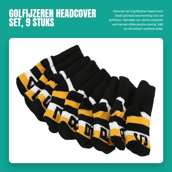 Dailygoods- Headcover Dikke Pluche Voering - Golfclub Bescherming - Set voor 4/5/6/7/8/9/P/S - Zacht en Elastisch - Polyester Wol - Clubcover
