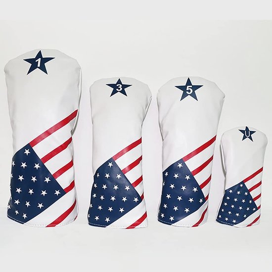 Dailygoods- Headcovers Set van 4 - Vintage Stijl - PU Lederen - Waterdicht - Voor Driver/Fairway/Hybride - Duurzame Afwerking - Golfclubhoes van Dailygoods