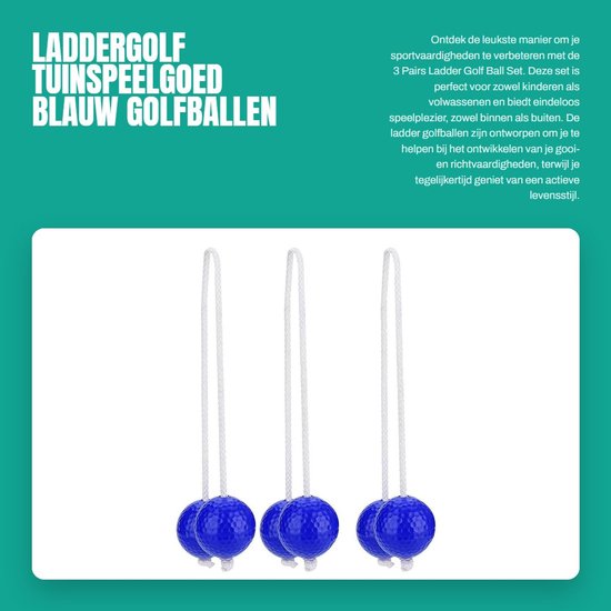 Dailygoods- Laddergolf Speelset - 3 Paar Ladder Golfballen - Duurzaam Synthetisch Rubber - Antiwikkeling Koord - Geschikt voor Kinderen - Voor Binnen/Buiten Gebruik - Speelballen van Dailygoods