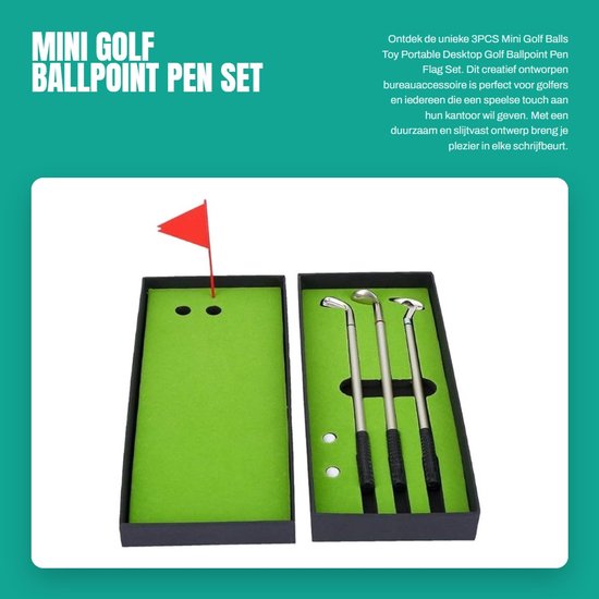 Dailygoods - Mini Golf Ballpoint Pen Set - Desk Accessoire - Creatief Design - Perfect voor Kantoor - Golf Thema - Leuk Cadeau voor Golfliefhebbers