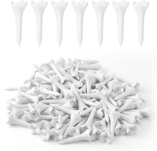 Dailygoods - Plastic Golftees - Hoge zichtbaarheid - Wit - Lage wrijving - Ideale trainingsaccessoires - Geschikt voor golfers - 150 stuks
