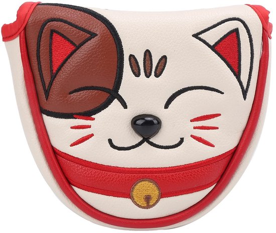 Dailygoods- Putter Cover Waterdicht - Mallet Head Cover - Golf Club Bescherming - Schattige Gelukskat - Duurzaam PU Weefsel - Pluche Binnenvoering - Golfcover van Dailygoods