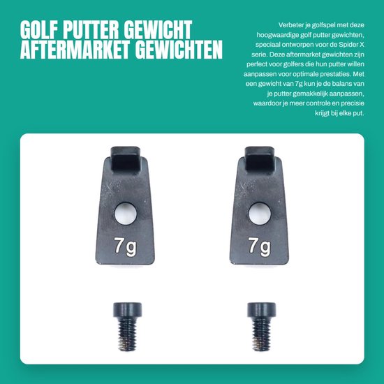Dailygoods- Putter Gewicht 7g - Compatibel met Spider X Serie - Hoge Kwaliteit - Eenvoudig te Installeren - 1 Paar Gewichten - Afmetingen 5,9 x 7,87 x 3,15 Inch - Golfgewicht van Dailygoods