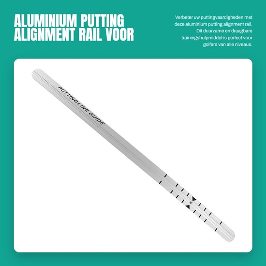 Dailygoods- Putting Alignment Rail - Duurzaam Aluminium - Golf Oefenliniaal - Voor Thuis Training - Geschikt voor Binnen/Buiten - Draagbaar en Stevig - Golf Oefenmateriaal van Dailygoods