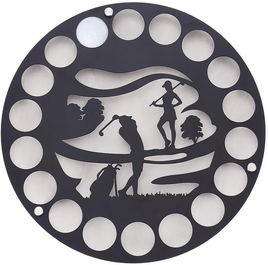 Dailygoods - Ronde Golfbaldisplay van Metaal en Hout voor 18 Ballen
