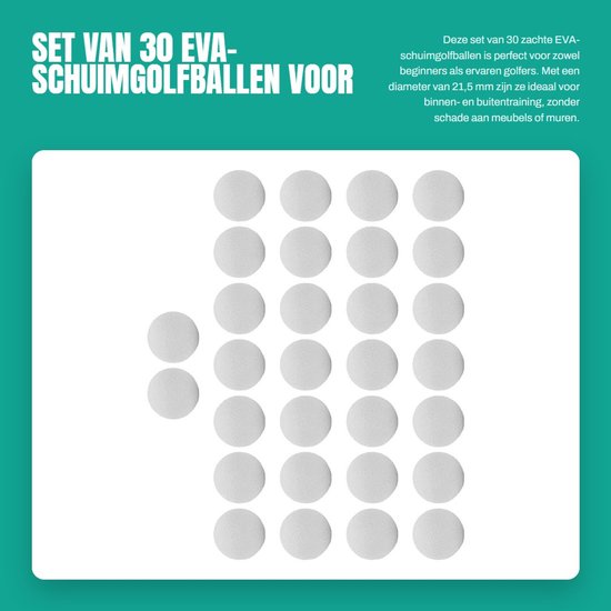 Dailygoods- Schuimgolfballen 30 Stuks - Zachte Schuimoefengolfballen - Voor Heren/Dames - Binnen/Buitentraining - 21,5 Mm - EVA Materiaal - Golfballen van Dailygoods