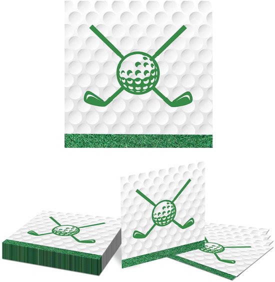 Dailygoods - Set van 20 Wegwerpservetten met Golfbal Ontwerp