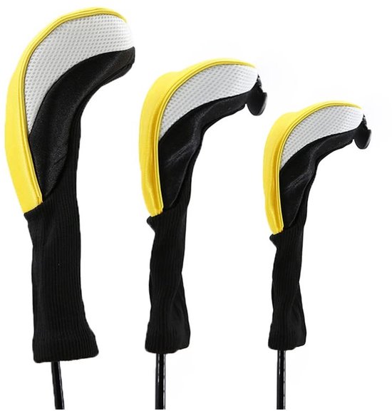 Dailygoods - Set van 3 Golf Driver Hoofd Covers in Geel van Dailygoods