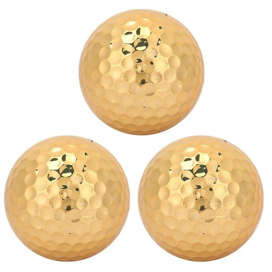 Dailygoods - Set van 3 Gouden Rubber Golfballen voor Training