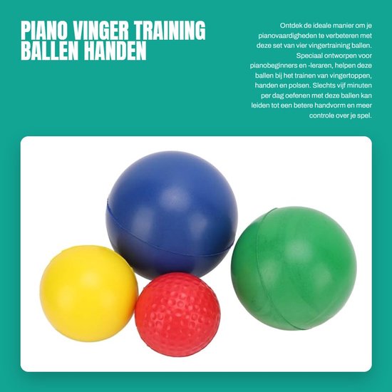 Dailygoods- Vingertraining Ballen Set van 4 - Piano Training - Hand/Pols Versterking - Vingertop Oefening - Spierversterking - Geschikt voor Beginners van Dailygoods