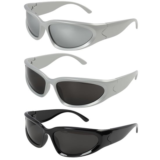 Dailygoods - Y2K Sportzonnebril UV400 - 3 stuks voor Golf, Fietsen en Autorijden van Dailygoods