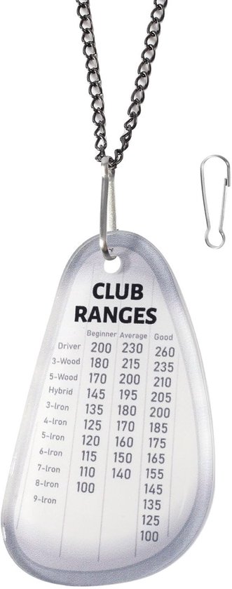 Dailygoody - Golf Club Range Chart Card - Acryl Yardage Kaart - Inclusief Ketting en Buckles - Voor golfspelers - Handig en praktisch - Voor nauw