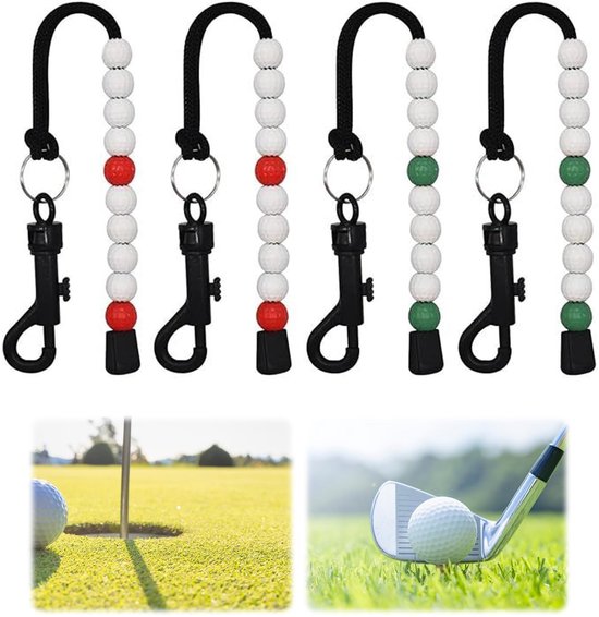Dailygoody - Golf Score Teller - Golf Slagteller - Voor Nauwkeurige Score - 4 Stuks - Kunststof Kralen - Ideaal voor Golfers - Rood en Groen