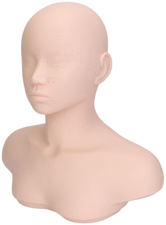 Dailygoody - Mannequin Massagekop - Geïntegreerde Acupunctuurpunten - Hoogwaardig Materiaal - PVC Zacht Rubber - Geschikt voor Schoonheidsverzorging -