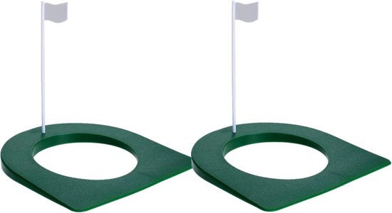 Daity Twee putting holes met vlaggenstokken - allround putting holes - kleine oefenholes voor binnen - geschikt voor golfers - kinderen - mannen en vrouwen om buiten - thuis - op kantoor of in de achtertuin (green) te oefenen.