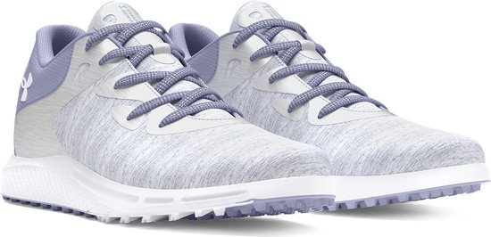 Dames golf schoenen UA Charged Breathe 2 Knit Spikeless / Wit / Paars van DAM