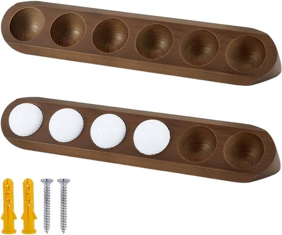 Dennenhout Golfbal Vitrine voor 12 Ballen - Golfbal Display Case met Muurbevestiging - Bruin - Ideaal voor Kantoor en Thuis - Inclusief Cadeauoptie