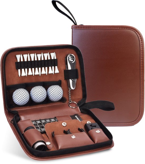 Deze golfset voor dames en heren bevat een luxe clubtas, golfballen, een afstandsmeter, een golfborstel, een multifunctioneel grasmaaiermes, een scorebord en een golfclip. van Merkloos