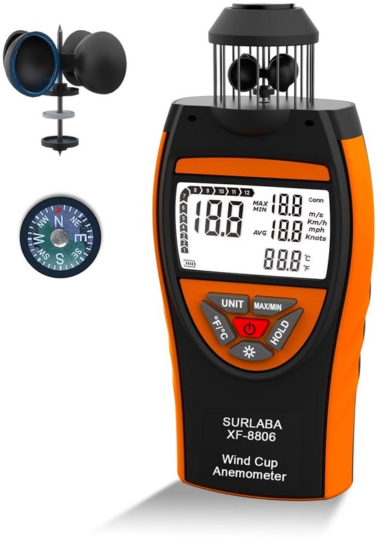 Digitale Anemometer voor Windmeting en Temperatuurmeting van Merkloos