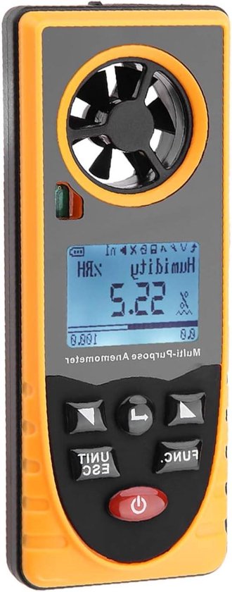 Digitale Anemometer - Windmeter Luchtmeter - Meteorologische Metingen - Multifunctionele Metingen - 07-300 m/s - Zwart