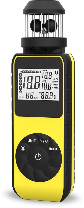 Digitale Anemometer Windmeter met Kompas voor Windsnelheid en Temperatuur | Draagbaar van Merkloos