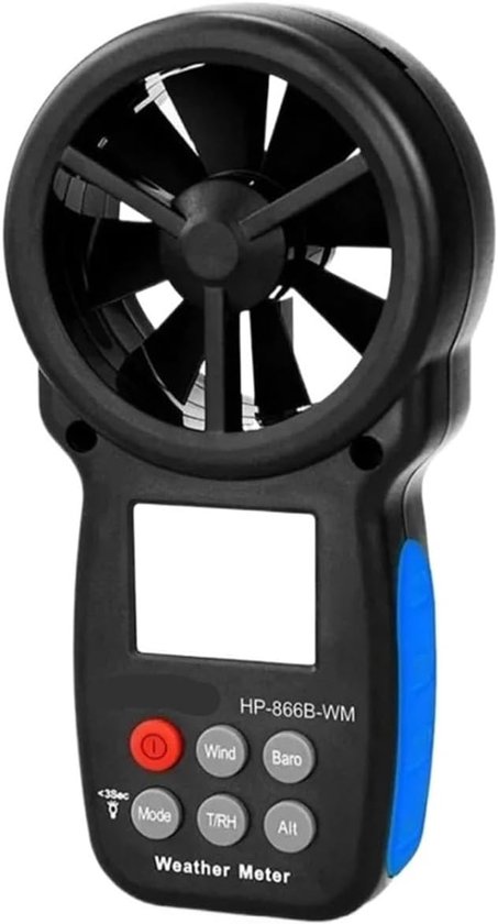 Digitale Anemometer - Windmeter Sensor - Buitenmetingen Verrichten - Met Hoogtefunctie - 30 m/s - Grijs