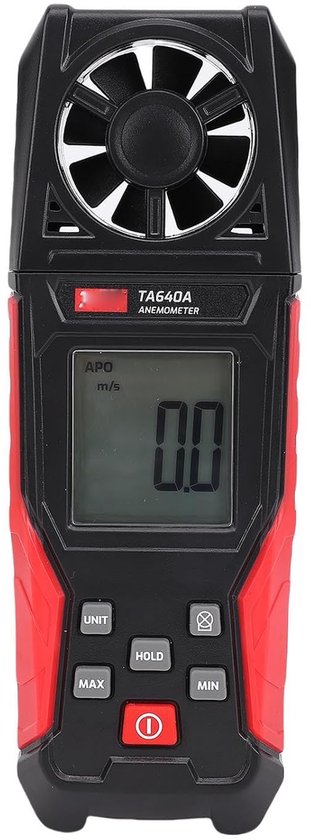 Digitale Anemometer - Windmeter Snelheidsmeter - Buiten Weer Meten - 5 Eenheden Schakelen - 168 x 59 x 29mm - Zwart