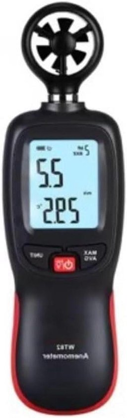 Digitale Anemometer - Windmeter Temperatuurmeter - Weer Inspectie - Breed Meetbereik - 0-30m/s - Zwart