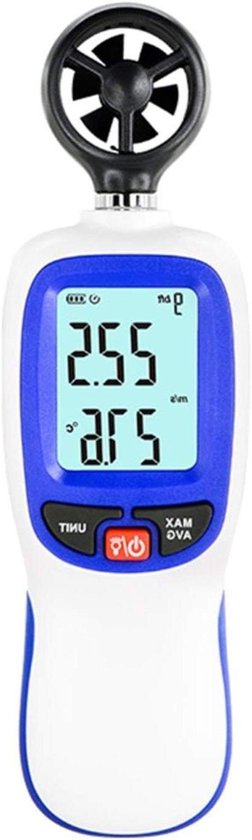 Digitale Anemometer - Windmeter - Wind Snelheid Meten - Data Hold Functie - 185x55x30mm - Zwart
