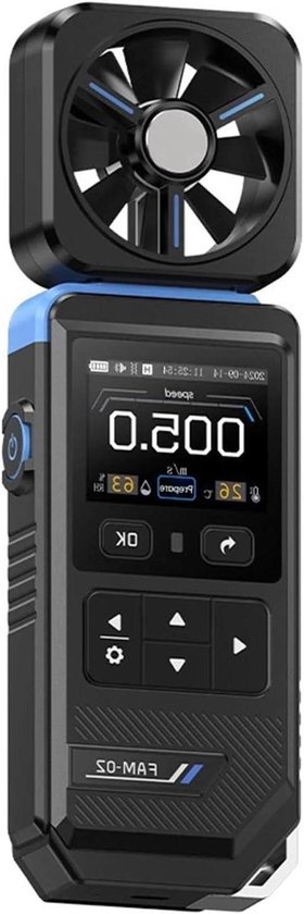 Digitale Anemometer - Windmeter - Windmetingen Verrichten - LCD Display - 180 x 60 mm - Zwart