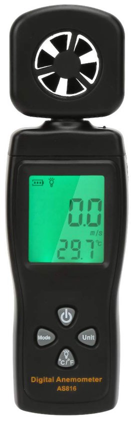 Digitale Anemometer - Windmeter - Windmetingen Verrichten - Temperatuurweergave - 30m/s - Zwart