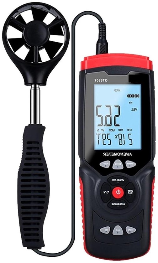 Digitale Anemometer - Windmeter Windsnelheidmeter - Buitenactiviteiten Meten - Groot LCD Scherm - 0-30 m/s - One Color