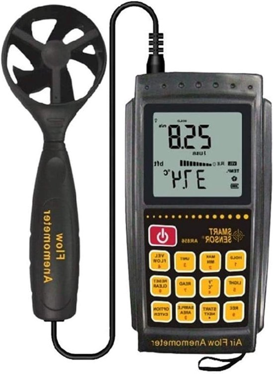 Digitale anemometer - Windsnelheid meter - Weer meten - Met LCD scherm - 0-45m/s - Zwart
