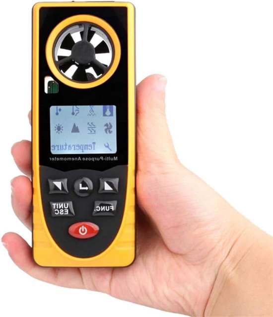 Digitale Anemometer - Windsnelheidmeter Temperatuurmeter - Weer Meten - Multifunctioneel Meetinstrument - 0.7-30 m/s - Zwart