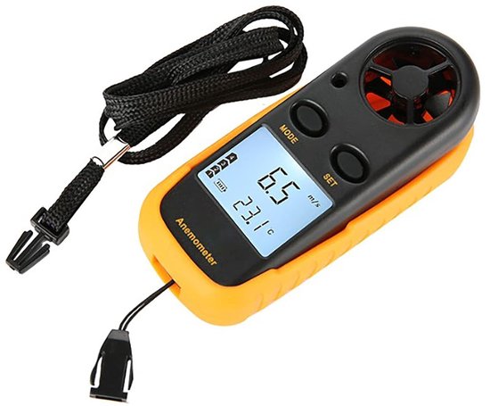 Digitale Anemometer - Windsnelheidsmeter Temperatuurmeter - Meteorologische Metingen - Dubbele Functionaliteit - 0-30 M/S - Zwart