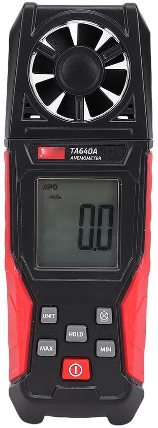 Digitale Anemometer - Windsnelheidsmeter Windmeter - Buiten Weer Meten - 8 Schoepen Ontwerp - 0.1-30.0 m/s - Grijs