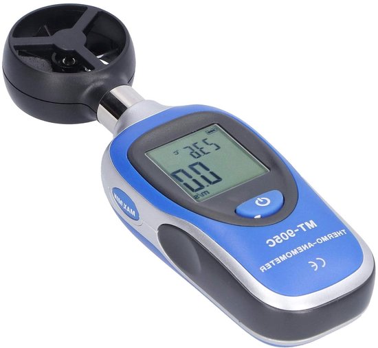 Digitale Anemometer - Windsnelheidsmeter Windmeter - Luchtstroom Meten - 5 Meet Eenheden - 175 x 55 x 38 mm - Zwart
