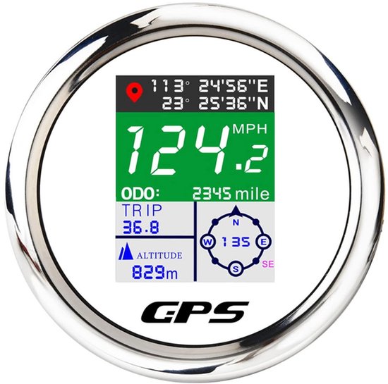 Digitale GPS Snelheidsmeter 85mm met Kompas - Geschikt voor Auto, Boot, Camper - Instelbaar KM/H MPH Knopen