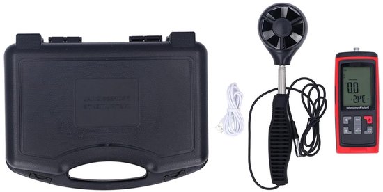 Digitale Luchtsnelheidsmeter - Windmeter Anemometer - Meten Wind Snelheid - Uitschuifbare Sensor - 0-45 m/s - Zwart