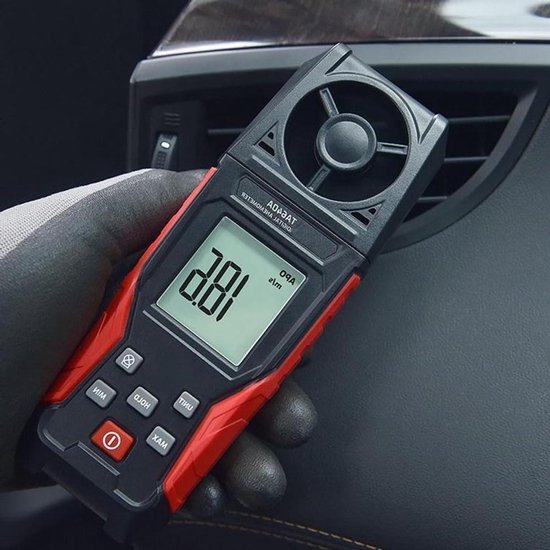 Digitale Luchtsnelheidsmeter - Windmeter Temperatuurmeter - Omgevingsmetingen Uitvoeren - Vijf Eenheids Conversie - 0.1 tot 30 m/s - Zwart
