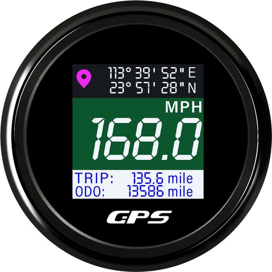 Digitale Snelheidsmeter - GPS Indicator - Voertuig Meten - Waterdicht IP67 - 52 mm - Zwart van Merkloos