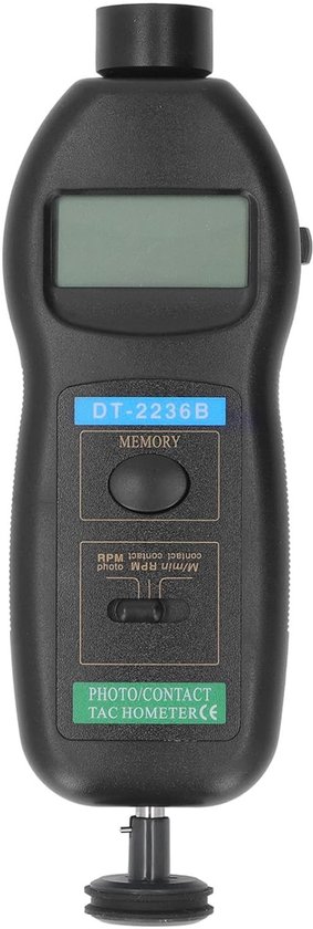 Digitale Toerenteller - Snelheidsmeter - Machine Snelheid Meten - Contactloos en Contact - 5-cijferig LCD - Grijs