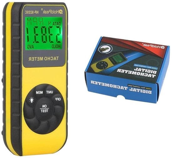 Digitale Toerenteller - Snelheidsmeter RPM - Rotatiesnelheid Meten - Contactloos en Contactmeting - 7.0-99999rpm - Zwart