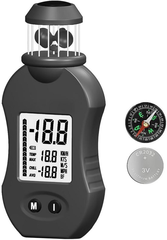 Digitale Windmeter Anemometer met Kompas - Meet Windsnelheid en Temperatuur van Merkloos
