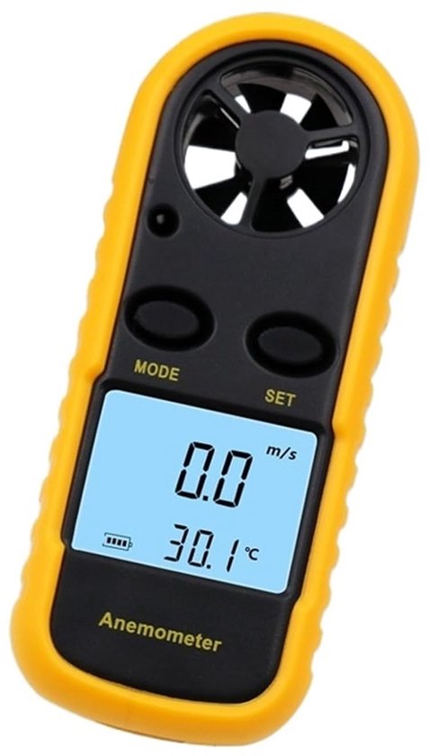 Digitale Windmeter - Anemometer Thermometer - Weer Meten - Hoge Nauwkeurigheid - 0-30 m/s - Geel